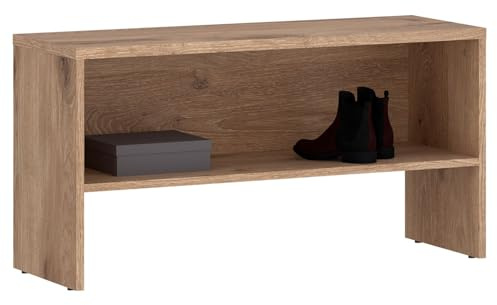 IDIMEX Garderobenbank Malea mit Schuhablage aus Spanplatte. Sitzbank in Viking Eiche, max. Belastbarkeit 100 kg. Flurmöbel, Schuhaufbewahrung, Bank mit Stauraum.
