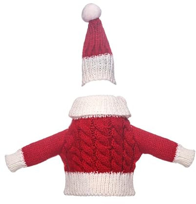 Weihnachten Weinflasche Abdeckung Stricken Weinflaschenhüllen Weinflaschen Kleidung Flaschenüberzug Weihnachtsschmuck Partys, Weinflasche Deko Weihnachten (Red, One Size)