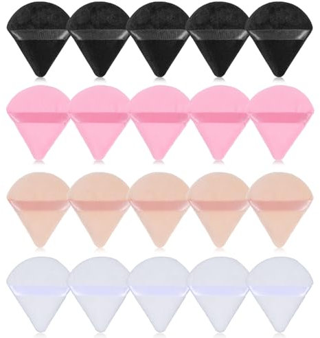 20 unidades de polvo triangulares de doble cara, borla de polvo suave, lavable, borlas de polvo, esponjas sueltas, herramienta para la cara (multicolor)