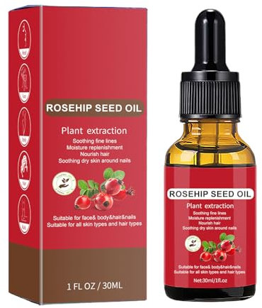 Cold Pressed Rosehip Oil – Nourish Facial Firming Soothing Skin Care Organic Cold Pressed Rose Hip Oil | Moisturising Carrier Unrefined Rose Oil for Skin, Hair, Nails, and Body