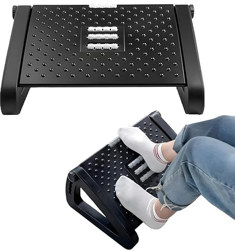 Foot Rest Under Desk Foot Stool| Adjustable Height Ergonomic Foot Rest Under Desk- Support for Office & Home with Massage Rollers, Non-Slip Surface, for Better Posture & Leg Relief
