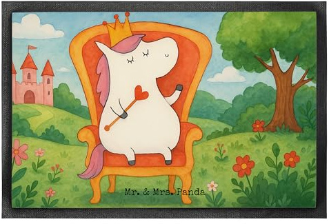 Mr. & Mrs. Panda fußmatte Einhorn Prinzessin Design 40 x 60 cm - Geschenk, Sauberlaufmatte, Gummimatte, Schmutzfangmatte, Geburtstag, Geburtstagsgeschenk, Schmutzmatte, Unicorn, Monat, Bodenvorleger