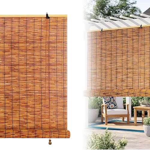 50 80 90 100 120 130 140 150cm Larghezza Tende A Rullo In Bambù Tapparella Bamboo Da Esterno Retro Tenda A Lamella Con Sollevatore Tenda Bamboo Per Balcone Gazebo Giardino Finestra Anti-UV(90x120CM/35