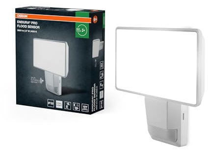 OSRAM Projecteur spot LED avec capteur, 27W, blanc neutre, 3000lm, IP55, orientable, pour espaces extérieurs, parkings et zones d'entrée