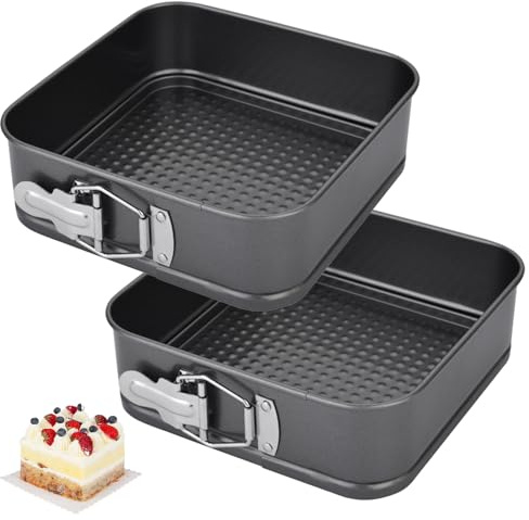 EUBSWA Molde desmontable cuadrado 12x12x5 cm - 2 piezas Pequeña forma para pastel con revestimiento antiadherente para molde, moldes, molde para tarta, moldes para pastel, molde para quiche, molde