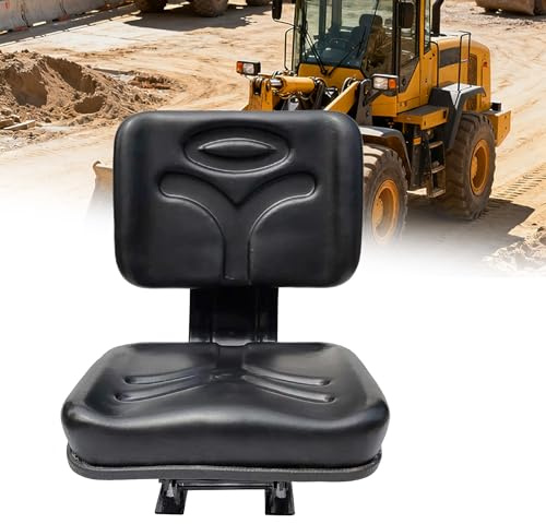 Traktor Sitz, Schwarz, Kompakter, Schmaler, Gefederter Sitzschale mit Mittlerer Rückenlehne, Sitz mit Fester Basis, Breite 37 cm