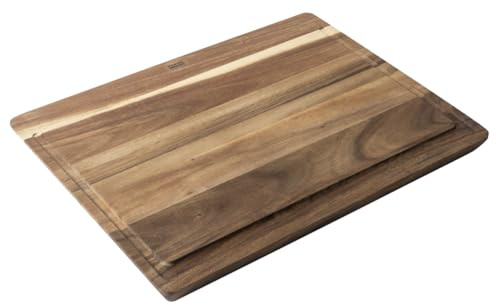 Kuhn Rikon Culinary Forged Acacia Cutting Board Large – Wide Wooden Chopping Board with Juice Groove & Non-Slip Feet – Durable Design for Safe and Clean Food Preparation, Brown