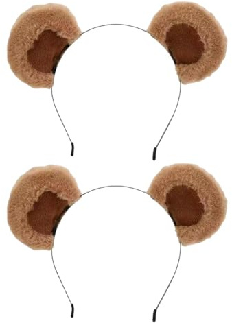 Dinghaole 2 PCS bandeaux en peluche douce avec oreilles d'ours marron pour fêtes costumées, jeux de rôle, festivals, accessoires de photographie