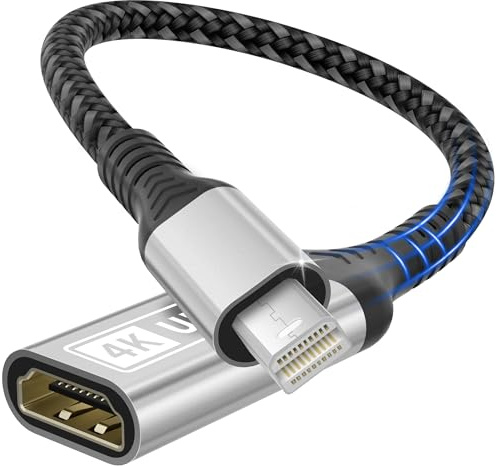 Mini DisplayPort auf HDMI,Mini DisplayPort (Thunderbolt 2) auf HDMI Adapter 4K,Unidirektional Mini DisplayPort zu HDMI Monitor kompatibel mit MacBook Air/Pro,XPS,Surface Pro/Dock Monitor Projektor