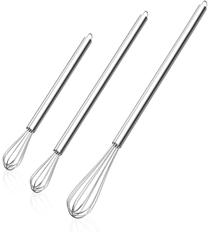 NileHome Mini Whisks Stainless Steel Whisk Set 7 9 11 Kitchen Small Wisk Balloon Wire Tiny Whisks for Cooking, Whisking, Blending, Beating, Stirring 3 Pack