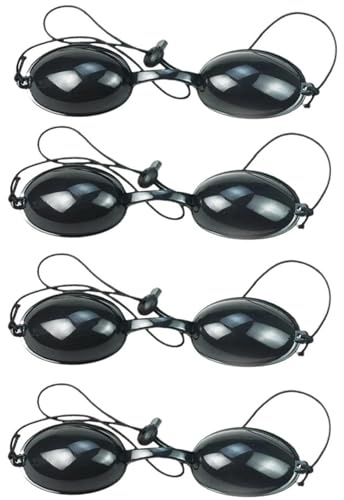 WNTJN 4 PCS Lunettes Bronzage, Protection UV & Infrarouge Anti-Laser pour Épilation IPL LED, Ajustable Silicone pour Solarium, Beauté & Maison (Noir)