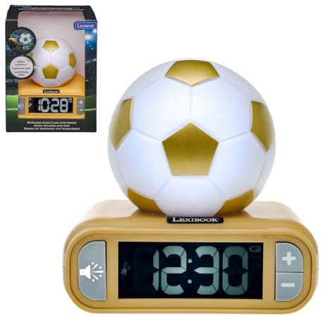 Lexibook, American Football 3D Nachtlicht-Wecker, RL800FO1LXB | Klänge und Melodien, LCD-Display mit Hintergrundbeleuchtung, Leuchtend, Schlummerfunktion, Schwarz