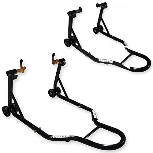 Caballetes delantero y trasero para moto / elevamoto de fijaciones tipo cono y horquilla