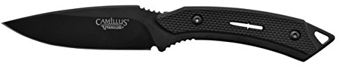 Camillus Coltello Animal, con fodero in nylon balistico, lama in acciaio 440 in carbonitruro di titanio da 8,9 cm, impugnatura GFN, nero, 19,7 cm