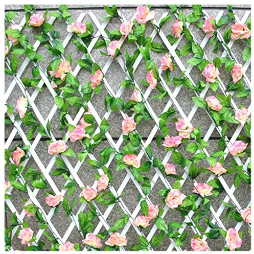 Gartenzaun Rankhilfe Rankgitter Expansion Holz 100*65cm Weiß Hindernis Frame Einstellbare Schrumpfen Terrasse Wohnzimmer Gartenmauer Blume Reben Rahmen Zusammenfaltbar Spalier,White,100*65cm