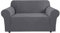 BellaHills Steel Grey Loveseat Cover 1-Piece Spandex Sofa Cover Stretch Furniture Slip Covers for Sofa and Loveseat, Anti-Slip Foams, Machine Washable Loveseat Covers for Living Room, 2 Seater