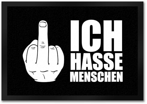 trendaffe - Ich Hasse Menschen Fußmatte mit Mittelfinger Motiv