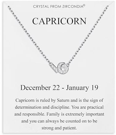 Philip Jones Capricorn Zodiac Star Sign Necklace Created with Zircondia® Crystals