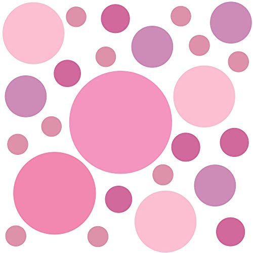 PREMYO 30 Punkte Wandsticker Kinderzimmer Mädchen Jungen - Wandtattoo - Wandaufkleber Selbstklebend Pastell Rosa