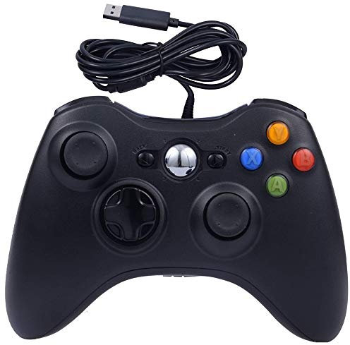 Manette de jeu filaire améliorée pour Windows 7/8/10, Microsoft PC, prend en charge le jeu vapeur Xbox 360 et mince, noir