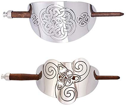 2 Pcs Celtic Hair Stick Barrette Slide Pins for Braids Ponytail Holder Clips Viking Hair Accessories for Women Girls