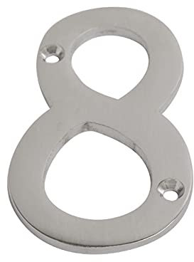 SISI UK® - Numeri e lettere per porte anteriori in cromo satinato con viti (numero 8)