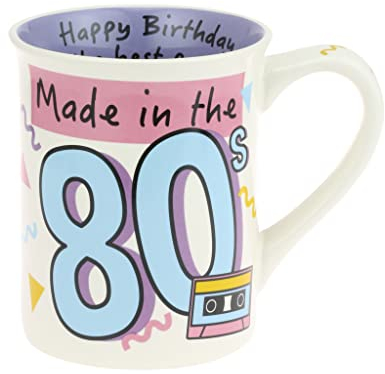Enesco Our Name is Mud Decades Happy Birthday Made in The 80s Coffee Mug, 16 Ounce, Multicolor