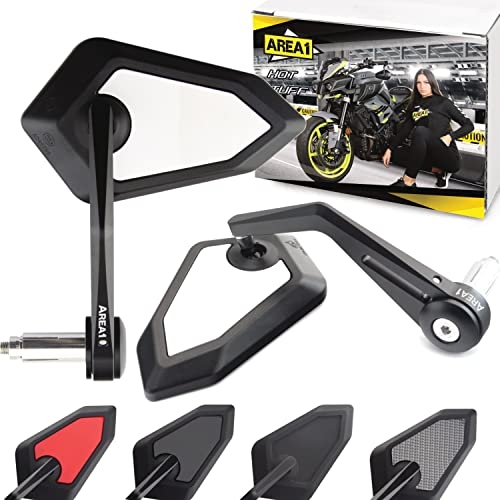 Area1 universal Motorrad Lenkerendenspiegel Rückspiegel Paar e-geprüft für z.B. Duke SMC/R MT07 MT09 MT10 Z900 Z650 Z500 Z125 CMX CB 500 Hornet (weiß)