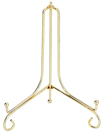 Restokki 12 Inch Gold Round Metal Plate Stand - Sturdy Iron Display Stand for Photos, Decorative Plates and Artworks, Home and Office Dual Use