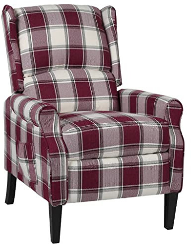 vidaXL Relaxsessel, Sessel mit Liegefunktion, Fernsehsessel Verstellbare Rückenlehne Fußstütze, Liegesessel Ruhesessel Polstersessel, Rot Stoff