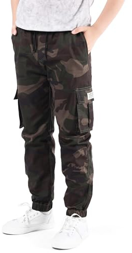 NATUST Pantalon Cargo Garçon Ado Jogging Taille Élastiquée Pantalons Enfant Décontracté