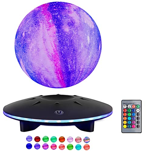 UVEHAS Schwebende Mondlampe - Schwebende und drehende 3D-Galaxie Mond Licht Magnetische Levitation Mond Nacht Lichter hat 16 Farben LED-Beleuchtung Modi für Home Decor, kreative Geschenke für Kinder