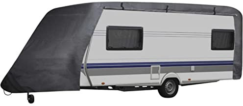 Susany Wohnwagen Abdeckung Schutzhülle Caravan Cover Caravan Abdeckung Schutzplane Vollgarage Caravan Schutzdach Grau Gr. S für Alle Wohnwagen mit Länge Zwischen 4,27 und 5,18 m