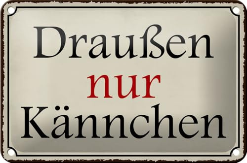 Femer Blechschild Spruch 18x12cm draußen nur Kännchen Cafe