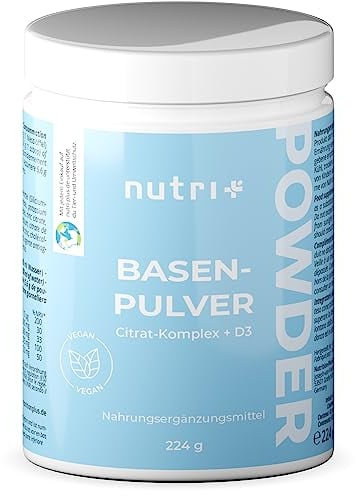 Nutri + Basenpulver zum Einnehmen auf Citrat-Basis mit Zink - vegan hochdosiert laktosefrei - 224 g Säurebasenpulver ohne Zucker, Natrium und Zusätze
