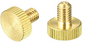 sourcing map 2 Stück Rändel Schrauben M6x8mm Flachschrauben aus Messing Griffknöpfe Befestigungselemente für PC Elektronisch Mechanisch