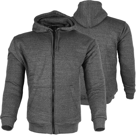 Bikers Gear Australia - Chaqueta protectora para motocicleta, color negro, rojo y gris, capucha forrada con Kevlar, chaqueta extraíble con revestimiento suave para hombre