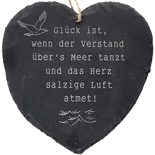 Spruchreif | Großes Schieferherz mit Gravur | Schiefertafel in Herzform mit Kordel zum Aufhängen | Wanddeko mit Sprüchen | Schiefer Türschild | Dekoherz | Lebensweisheiten