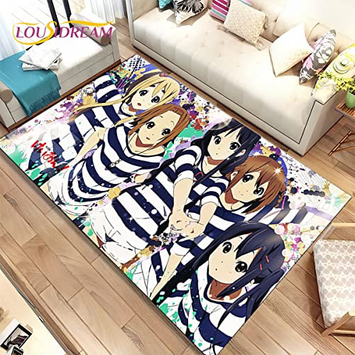 YZGAH K-On Cartoon Niedliche Lolita Kawaii Mädchen Bereich Teppich, Teppich Teppich Für Wohnzimmer Schlafzimmer Sofa Fußmatte Dekoration, rutschfeste Bodenmatte 3D V7445 80X120Cm