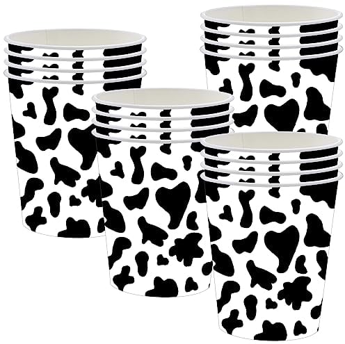 POPOYU 16P Jungle Safari Animal Party Cow Print Paper Cups, Jungle Animal Party Disposable Paper Cups, Jungle Theme Party Tableware Decorations Set for Kids Jungle Safari Reptile Party Supplies