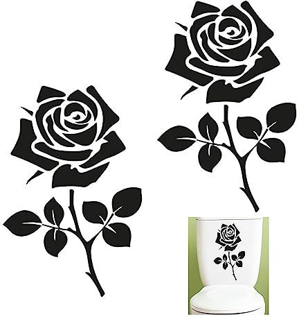 Wanfoou 2 Pcs Toilettes Fleurs Décalcomanie, Fleur Toilette Autocollants Mur Art Stickers Muraux Amovible Salle De Bains Home Room Decor Pratique et Populaire