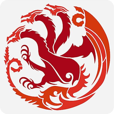 FINGERINSPIRE Drachen Malschablone 30x30 cm Wiederverwendbar Dreiköpfiger Drache Zeichenvorlage Flügel Drachen Dekorationsschablone Tierschablone Zum Malen Auf Holzwänden Und Möbeln