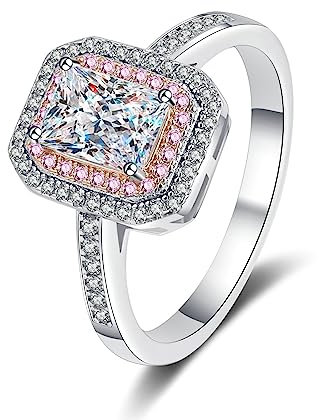 Vintage Ringe, Silberring 925 4 Zackiger Weißer 1 Karat Moissanit Verlobungsring Größe 56 (17.8)