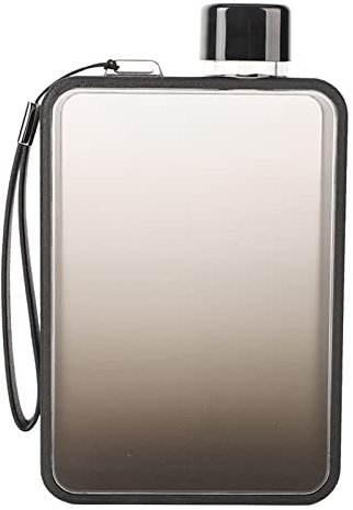 Bouteille D'eau Plate de 300 Ml, étanche et Fine, Bouteille D'eau Fine A5, Bouteille D'eau Carrée Plate pour Voyage, Bouteille D'eau Rectangulaire Portable pour Sports de Plein Air,(Noir dégradé)