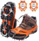 WIN.MAX Steigeisen Grödel Eisspikes, Schuhkrallen mit19 Edelstahl Zähne Spikes Schuhkrallen Grödeln Eisspikes für Klettern Bergsteigen Trekking High Altitude Winter Outdoor (Orange, L-New)