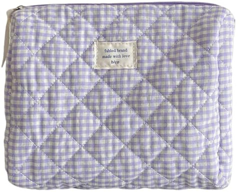 AMZLORD 3PCS Preppy Patch Trousse de Maquillage avec Patchs Chenille Lettre Trousse de Toilette Étanche Fermeture à Glissière en Cuir PU pour Femme pour Accessoires de Voyage