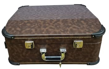 Generisch WoidBua Premium Akkordeonkoffer Trolley Braun 96 Bass Akkordeon Koffer 52x50x25 cm abschließbar Plüschpolster Rollen Griff Stabiler Holzkern Kunstleder Schutzkoffer inkl. Schlüssel