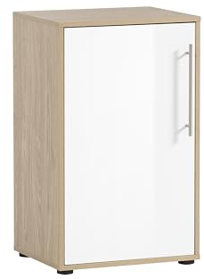Schildmeyer Aktenschrank Antero 155777, Eiche hell Dekor/weiß Glanz, 51 x 41 x 83,6 cm