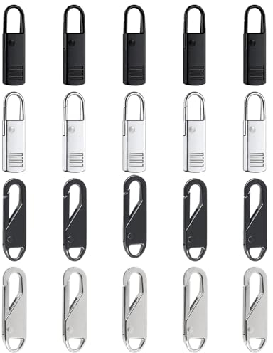 Reißverschluss Zipper 20 Stück 5mm Metall Zipper Pull Reißverschluss Anhänger Ersatz Reißverschluss Schieber Pull Extension Zippers Ersatzteile für Geldbörse Kleider Jeans Jacken Koffer Gepäck