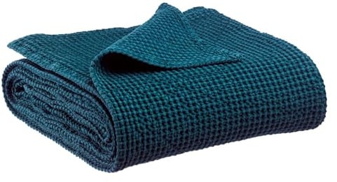 Vivaraise ~ Plaid recyclé Maïa en Coton recyclé/Stonewash Coloris Indigo 140x200